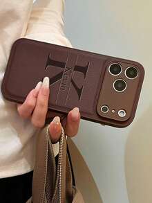 Funda de teléfono personalizada con letra, con diseño de textura de lichí grabado con láser, a prueba de golpes y resistente a los arañazos, protege el lente de la cámara, compatible con iPhone 17, 16, 15, 14, 13, 12, 11 Pro Max y series Plus, regalo perfecto para cumpleaños, aniversario y Navidad - Marrón - Ver 8