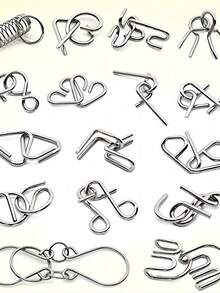 24片/8片金属拼图玩具，儿童益智玩具，开启亲子互动游戏，锻炼儿童思维能力，提升动手能力，完美的儿童生日教育礼物。游戏、拼图、脑筋急转弯、颜色游戏、益智游戏、磁性象棋游戏、圣诞礼物 - 彩色 - 查看 8