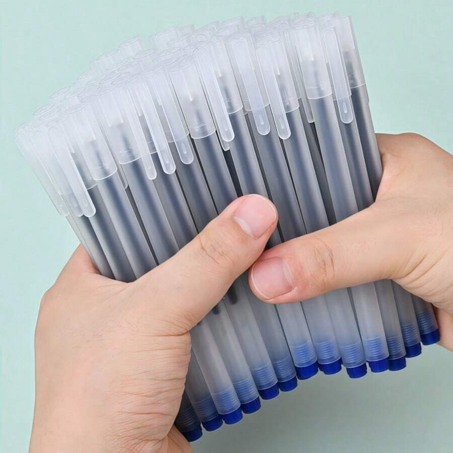 Bộ 10/20/30/50 bút bi 0.5mm, mực trung tính, bút bi sợi carbon màu xanh dương, thích hợp để viết nhật ký, sử dụng văn phòng. - Màu xanh lam - Xem 1