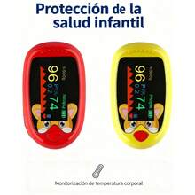 2 oxímetros digitales para niños Pulsevital: Monitor pediátrico de saturación de oxígeno en la sangre y frecuencia cardíaca. Pantalla OLED multiángulo. Carga USB. Combinación de colores rojo y Amarillo. Adecuado para uso doméstico y pediátrico. Medición rápida, lecturas precisas. - rojo y amarillo - Ver 9