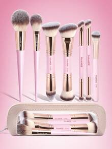 MAANGE 7/12pcs Makeup Brush Set, Including Foundation Brush, Blush Brush, Powder Brush, Eyeshadow Brush, Concealer Brush, Highlighter Brush, Eyebrow Brush, Mascara Brush, Contour Brush, Highlighter Brush, Makeup Bag, Travel Makeup Brush Set For Women And Girls, Makeup Accessory Gift For Friends - Pink - View 13