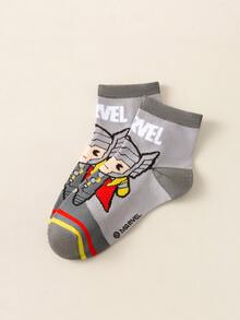 1/5/10 Pairs Marvel Socks Set, Spider-Man, Iron Man, Hulk, Thor Patterned Socks, Ruffle Socks, Black & White Striped Crew Socks, Girls & Boys Soft Breathable Ankle Socks, Non-Slip Boat Socks, Cartoon Graphic Ankle Socks, Suitable For Carnival, Valentine''s Day And More - Multicolor - View 9