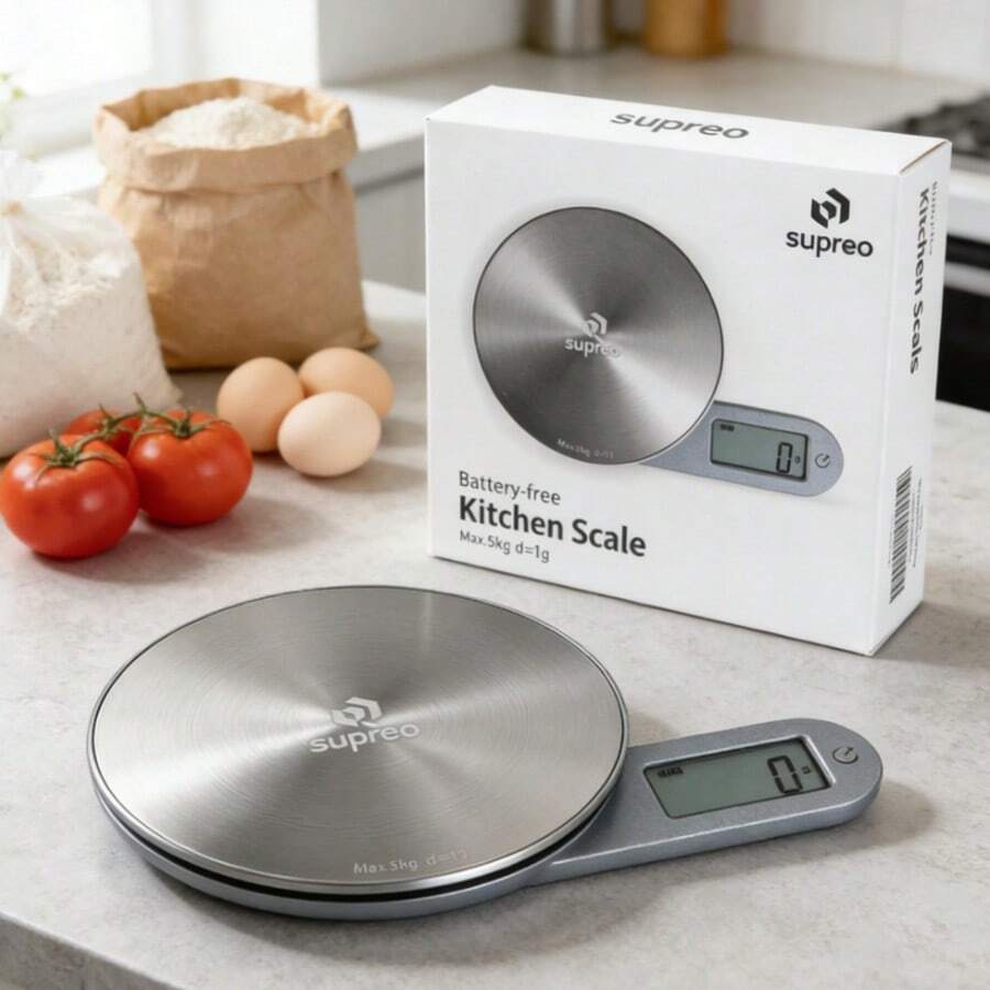 Balança Cozinha Alta Precisão Digital Alimentos Dieta 1g ate 5kg Mini Balança Eletrônica Sem Bateria Pilhas Visor LCD Culinária Academia Nutrição - Prata - Visão 1