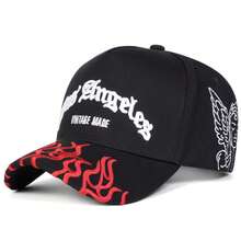 1Piece Men Letter Flame Embroidered Baseball Cap Outdoor Adjustable Sunscreen Leisure Hat Spring Autumn Travel Tourism Beach Vacation - 彩色 - 查看 6