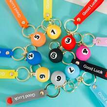 1 Set Llavero de bola 8 y pulsera de pareja, bola de taco de acrílico creativa DIY, adecuado para salón de billar, fiesta de Navidad y Año Nuevo - Unitalla - Ver 6