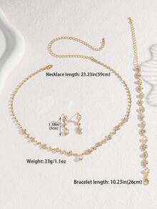 4件套时尚首饰套装，包括1条项链、1对耳环和1条手链，适合女性日常佩戴，也适合婚礼、派对和其他场合。 - 金黃色 - 查看 5