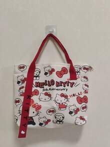 Sanrio 新款Hello Kitty帆布手提包，女士大容量单肩包，学生手提包，旅行休闲便捷携带 - 彩色 - 查看 6