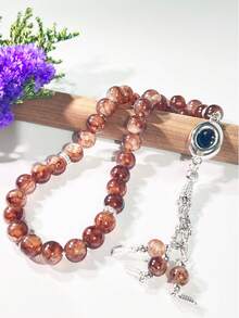 1 chuỗi hạt cầu nguyện Tasbih 33 hạt bằng thủy tinh màu xám vân đá, chuỗi hạt cầu nguyện Hồi giáo Misbaha dành cho phụ kiện tôn giáo Trung Đông Ả Rập. - Nhiều màu - Xem 4