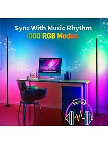 AMILL 2pcs Smart RGB LED Corner Floor Lamp, RGB Tube Light Bar With Stand, USB Powered , App Control, Color Changing Ambient Lighting For Living Rooms, Bedrooms, Gaming Rooms, Christmas Decor, And Game Room - Multi-color light - View 7