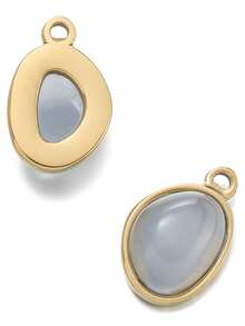 1 pieza Colgante de acero inoxidable con cuentas de piedras naturales, colgante DIY para hacer collares y pulseras, suministros para joyería