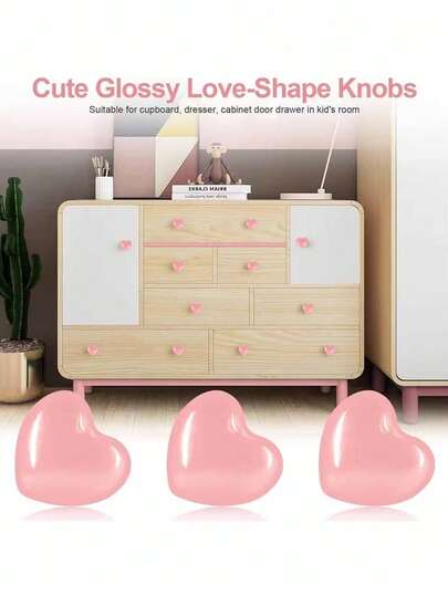 Tiradores de cajón con forma de corazón de cerámica (con tornillos), adecuados para manijas de puertas, manijas de gabinetes, soportes para máscaras, manijas de muebles de cocina, armarios