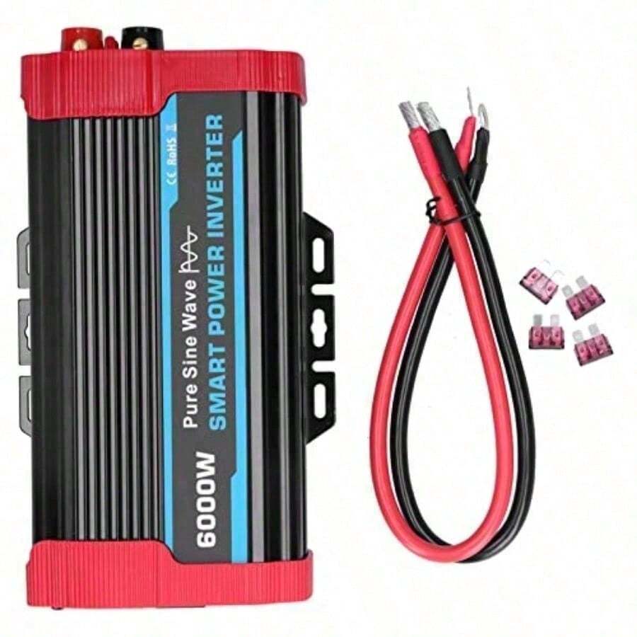 Car Power Inverter&Inversor de Corriente Aramox Inversor de Corriente Onda Sinusoidal Pura 12000W Pico 12V a 110V-120V para Automoción Universal - Multicolor - Ver 1