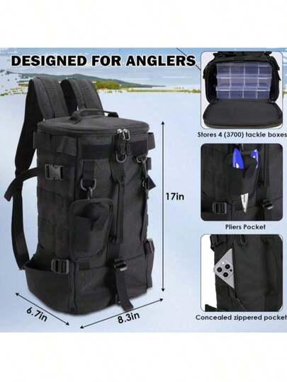 1 st vattentät betespåse - multifunktionell storkapacitetsfiskeförvaringspåse, lämplig för fiske, vandring, camping och daglig användning