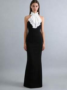 黑色菌菇边复古宫廷贵族层叠假领儿童百搭挂颈饰领花绅士礼服领饰