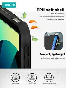 Koolife 1pc Tri-Fold Honeycomb Cooling Tablet Protective Case, Soft Shell Shock-Proof Anti-Fall Smart Stand Auto Wake/Sleep, Fit For IPad Mini 4/5/6/7, 9.7/10.2/10.5/10.9 Inch, Air 4/5, Pro 11/12.9 Inch - Black - View 8
