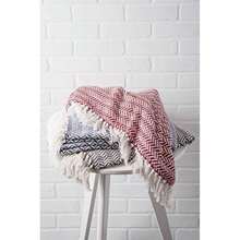 DII Farmhouse con Borlas Decorativas,  de Espiga, Barn Red(Herringbone  Herringbone  French Blue) - Multicolor - Ver 7