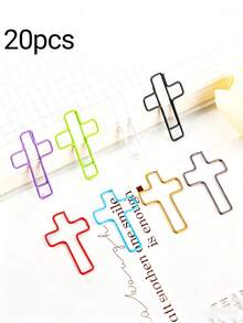 10/20/30/40/50pcs Cross-Shaped Metal Coated Paperclips - Premium Folder, Bookmark, And Document Organizing Office Supplies, Available In Multiple Colors, Suitable For Offices, Schools, Learning Environments, Etc. - Multicolor - View 10