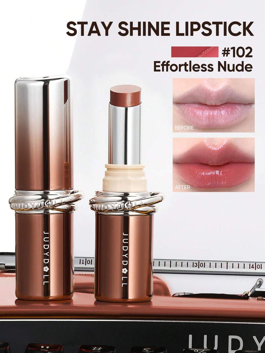JUDYDOLL STAY SHINE LIPSTICK, Hydrating Lip Gloss, Non-Stick, Limited Edition For New Year - 102 Màu nude tự nhiên - Xem 1