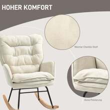 HOMCOM Rocking Chair, Swivel And Comfortable, With Armrests And Chenille Upholstery. Supports Up To 120 Kg And Is Perfect For The Bedroom Or Living Room. Colour: Beige. - 杏色 - 查看 6