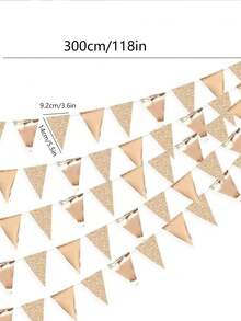 Shiny Champagne Gold Party Decoration Pennant Flags, Double-Sided Decorative Bunting, Suitable For Birthday Party, Carnival, Room Decor, Bachelor Party, Engagement, New Year Celebration Party, Holiday Decorations, Party Supplies - Champagne - View 2