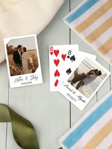 定制照片扑克牌，中心切割设计 - 个性化照片扑克牌 - 适合作为礼物、婚礼、派对和游戏之夜的礼品 - 送给伴侣、朋友和家人的最佳纪念礼物 - 彩色 - 查看 8