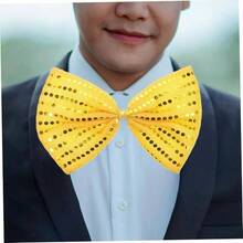 Pajarita De Lentejuelas Pajarita Preatada Pajarita De Mascarada Pajaritas Divertidas Para Hombres Pajarita De Vacaciones Corbata De Lazo De La Vendimia Golden Polister - Dorado - Ver 6