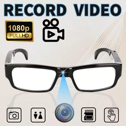 1 pieza Gafas inteligentes con cámara, cámara HD 1080P, grabadora de video digital, cámara DV con protección ocular, gafas de video, cámara portátil ultra clara con tarjeta de memoria de 32/64GB, batería de larga duración, interfaz USB