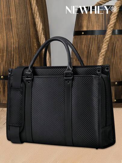 NEWHEY Business Briefcase, Men's Work Bag, Messenger Bag, Dual-Compartment A4 File Bag, Water-Resistant Laptop Bag, Large Capacity, Suitable For School, Work, Travel, Job Hunting, Gift