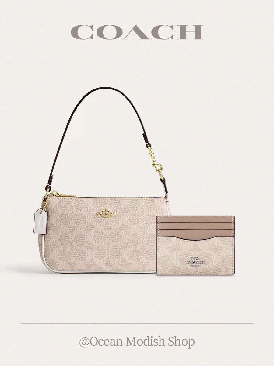 Nolita 19 Shoulder Bag Women Underarm Bag Ladies Cute Purses And Bags Women Coach Bags Set Shoulder Bag In Blocked Signature Canvas,2026 Valentine's Day Gifts,Gift For Her - Bộ màu hồng 2 - Xem 1