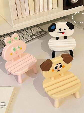1 pieza Soporte de teléfono de escritorio con diseño de conejo adorable, silla mini creativa para decoración y carga, diseño antideslizante, adecuado para varios escenarios