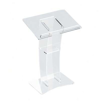 1PCS Acrylic Podium Modern Transparent Curved Speech Stage Podium For Churches Schools Hotels Conferences