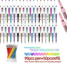 149 Pieces DIY Beadable Pen Kit – 50 Plastic Ballpoint Pens With Refills & Bags, Beads Not Included – School Supplies, Office Accessories & Craft Gifts For Students & Teachers (Multicolor) - 彩色 - 查看 11