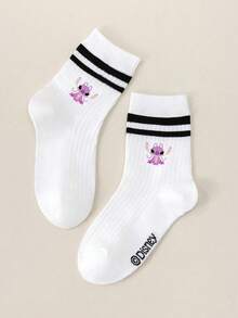 Disney 1/5 paires de chaussettes enfant motif point de croix, couple de points de croix, ange. Chaussettes courtes pour filles/garçons, cadeau quotidien/de fête, Pâques, printemps/été. Chaussettes à volants, chaussettes à bulles, chaussettes hautes rayées noir et blanc pour filles/garçons. Chaussettes de cheville douces, confortables, respirantes et antidérapantes - Multicolore - Voir 2