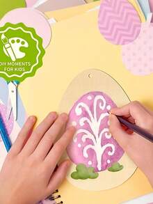 20个DIY木质镂空雕刻复活节彩蛋吊坠，包含20种图案和20根绳子，复活节家居派对装饰，绘画礼物，春节装饰，礼品包装标签，餐厅/酒店/卧室/客厅装饰 - 杏色 - 查看 5