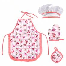 4pcs Kids Kitchen Apron Set, Suitable For Boys And Girls, Includes Baking Tools, Dinosaur And Fruit Pattern Aprons, Realistic Kitchen Roleplay Set, New Year, Birthday Gift, Easter Gift, Girls Toys, Boys Toys, Kitchen Play Set, Children's Painting Aprons, Birthday Gift, Back To School Gift - Multicolor - View 9