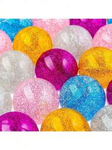10/20/50pcs Shiny Neon Pink Bouncy Balls - Fun Game Party Supplies, Durable & Exciting Toys - Ideal Birthday Party Favors, Great Prizes & Entertainment - Multicolor - View 3