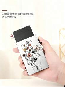 RFID Blocking Credit Card Holder, Printed Slim Pop-Up Card Case, New Fashion Business Credit Card Wallet And Coin Purse Multi-Function Metal Card Box, Can Hold Coins, Debit Cards, Bank Cards, Gifts For Men, Valentine's Day, Thanksgiving, New Year - Multicolor - View 3