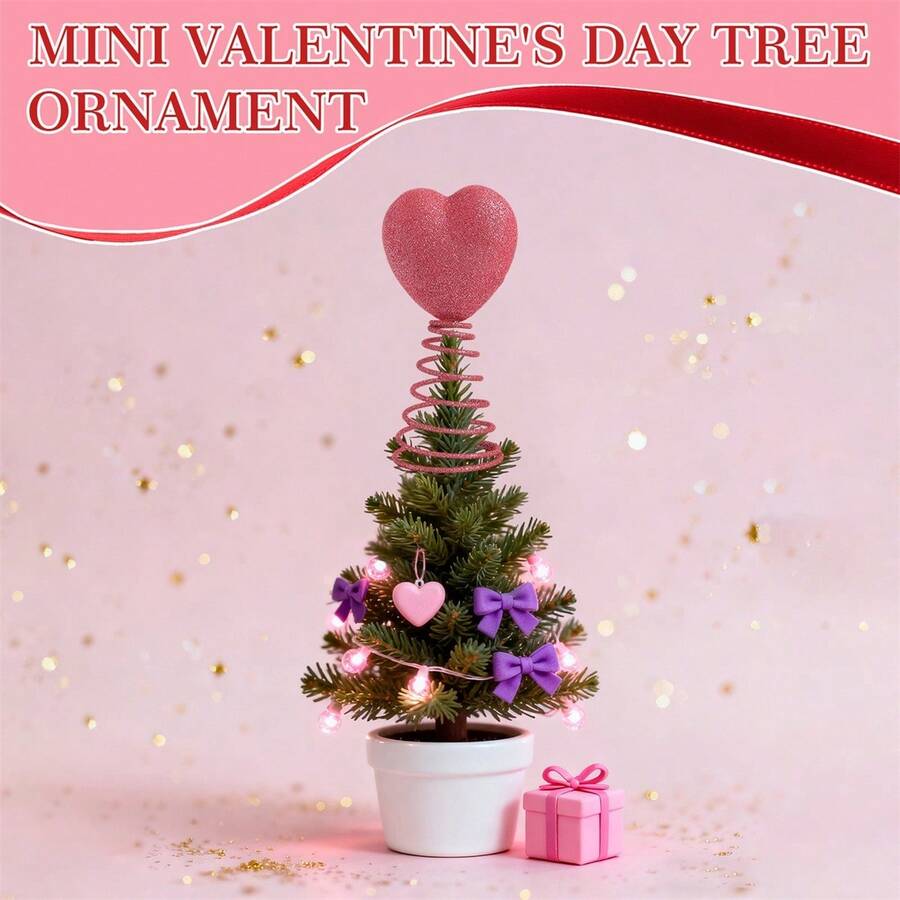 Valentines Heart Tree Topper With Spring Tree Top Ornaments For Home Wedding Holiday Party - Pink - View 1