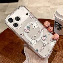 Cute cartoon rabbit phone case For  11 12 13 14 15 16 17 Pro Max 14 15 16 Plus 17 AIR 16e Luxury fashionable acrylic magnetic wireless charging hard case cover - yklLuckyTransparent51LR - Ver 2
