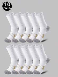 2/5/10/20 Pairs Unisex Casual Sports Mid-Calf Socks, Colorblock Honeycomb Anti-Slip Shock Absorbing Design, Suitable For Fitness, Running, Cycling, Climbing, Tennis - Multicolor - View 4