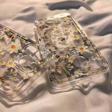 Funda de Teléfono Moderna y Elegante con Patrón de Abeja y Margarita Adecuada para iPhone 16, 16 Pro Max, 13, 14, 15, 15 Pro, 15 Pro Max, 16 Pro, XS Max, XR; Funda protectora clásica de color transparente, simple y versátil, ligera, a prueba de golpes, elegante, linda y duradera. Fundas Protectoras de Diseñador Lindas y Femeninas para Mujeres - 1 pieza - Ver 2