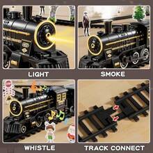 Juego de tren para niños de 4 a 8 años juguete de tren electrico con sonido realista luces y humo para debajo del arbol de Navidad modelo de trenes para niños de 3 4 5 6 7 8 añosToque real, tren genial - Multicolor - Ver 4