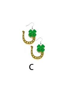 St. Patrick's Day Women's Earrings, Irish Clover Acrylic Pendant Earrings, Green Hat Clover Teardrop Earrings, St. Patrick's Day Earrings, Green Clover Pendant Earrings, St. Patrick's Day Lucky Earrings, St. Patrick's Day Green Clover Acrylic Long Dangle Earrings, Valentine's Day, Mother's Day Gift, St. Patrick's Day Irish Party Supplies - Multicolor - View 13