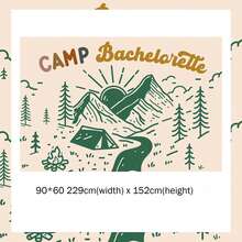 1pc Camping Bachelorette Party Decorations For Wedding Camp Bachelorette Tapestry Mountain Lake Hiking Bachelorette Tapestry For Bridal Shower Wedding Engagement Hen Party Decorations Tapestry - 白色 - 查看 2