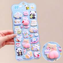 可爱动物软萌捏捏乐贴纸，减压贴纸，适用于DIY剪贴簿、吉他、手机壳、笔记本电脑装饰 - 彩色 - 查看 4