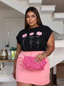 Blusa Feminina Paz Amor e Fé  Tecido de malha - Preto - Visão 3