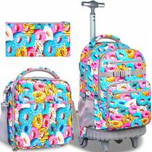 21-Inch Girls' Rolling Backpack With Lunch Bag, Wheeled Suitcase Style Backpack - Trolley Backpack - View 2