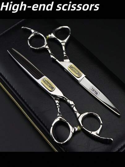 Tijeras planas de 6.0 pulgadas con mango irregular de nudo de bambú y color brillante, adecuadas para dientes, cabello y corte de cabello, aptas para salones de peluquería de alta gama, corte de cabello y adelgazamiento personalizados, así como para manualidades en el hogar