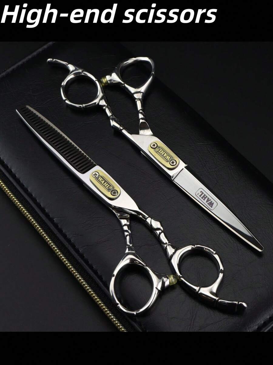 6.0 Inch Bamboo Knot Irregular Handle Bright Color Flat Scissors, Suitable For Teeth, Hair And Haircut, Fit For High-End Hair Salon, Private Custom Haircut And Thinning, As Well As Home DIY - Multicolor - View 1