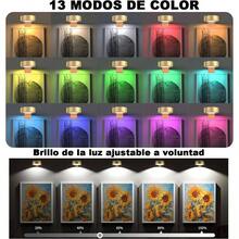 Lampara para Cuadros con Mando, 3 Pzas Luz de Pintura Regulable Exhibicin de Arte, Lmpara de Pared Alimentada Por Batera para Marcos de Arte y Decoracin de Paredes de oro, 3 Colores - ansiedad + RGB - Ver 2